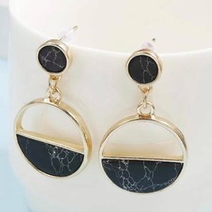 Black/White Half Circle Drop Earrings